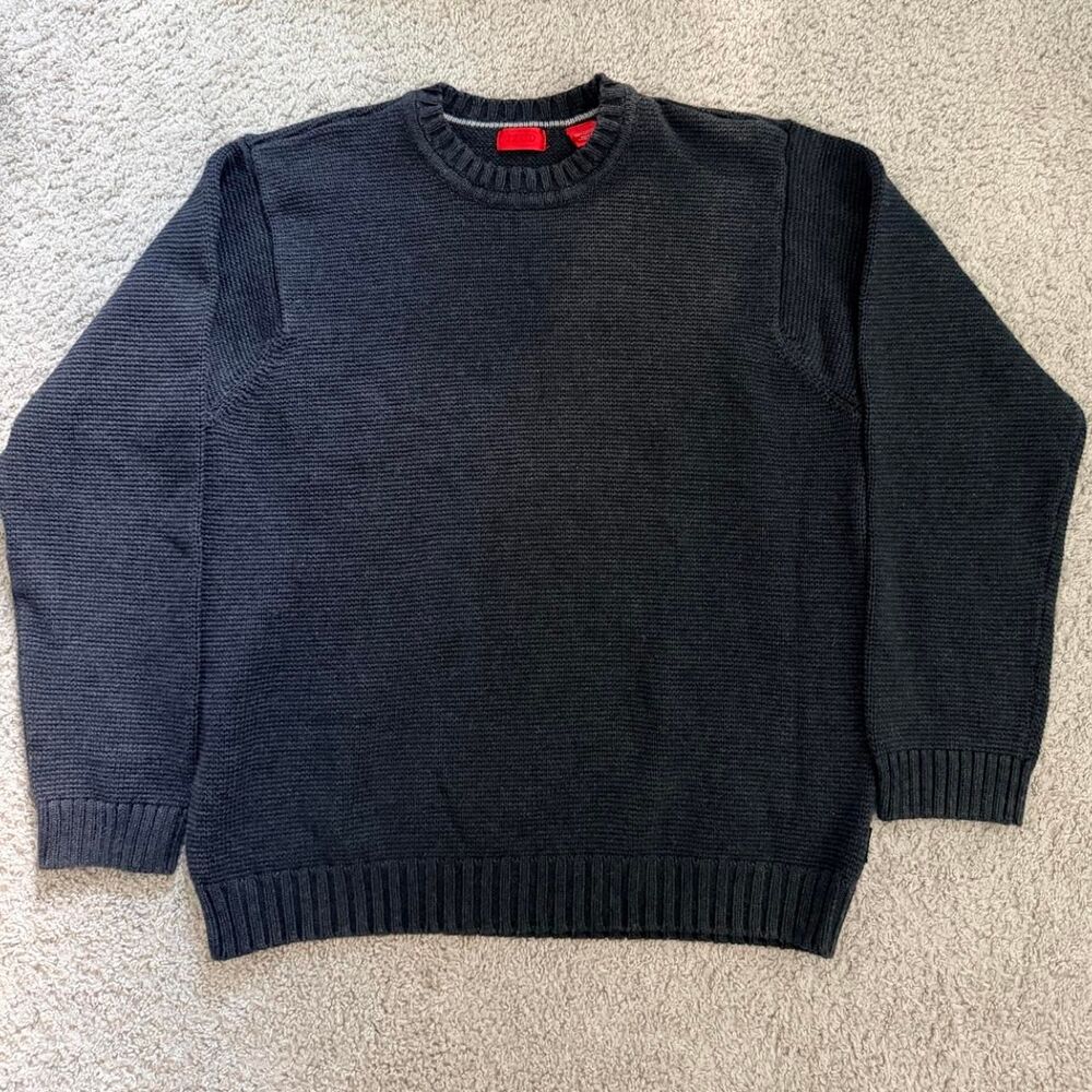 Vintage Izod Men's Grey and Black Jumper